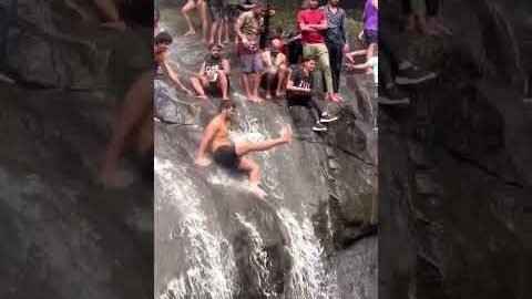 MAN SLIPPED FROM WATERFALL #shorts #youtubeshorts #viral #waterfall