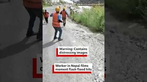 Worker in Nepal films moment flash floods hit | BBC News India