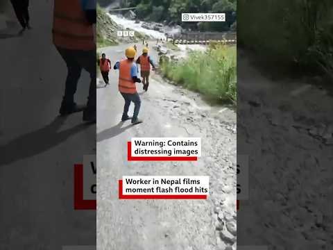 Worker in Nepal films moment flash floods hit | BBC News India