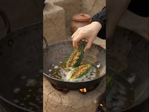 Bismillah keema karele #bismillah #islamicshorts #villagelife #gaon #cooking #villagefood #desi