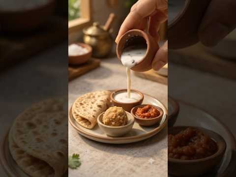 😋🥰Gehu ki Roti, Desi Churma, Lal Mirch Chutney aur Lassi #viral #shorts 😋🤤#@TinyCookingWorld136