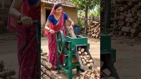 🔥 गाँव की देसी मशीन से लकड़ी के छोटे टुकड़े! 😱 | Desi Jugaad Machine #viral #short #trending✨