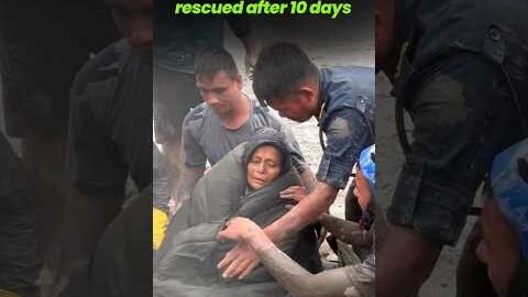 nepal flood rescue: woman found alive after being trapped for 10 days #shorts
