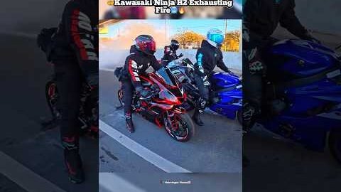 Kawasaki ninja h2 exhausting fire🥶🔥#shorts #ytshorts