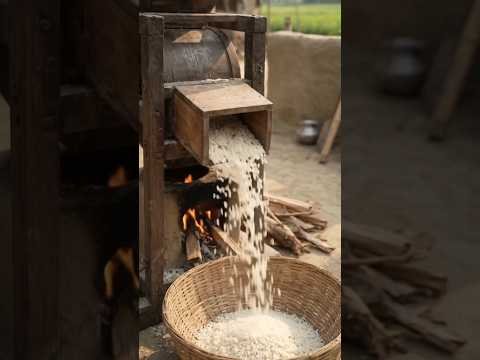 এই দেশি মেশিনে ধান থেকে ঝরঝরে চাল বের করছি 🌾#desi #rice #paddy #villagerlifestyle