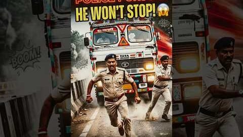 TRUCK DRIVER BREAKS POLICE BARRICADES! 😱🚨 Tragic Accident Sparks High-Speed Chase in India #shorts
