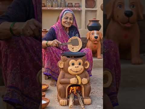Desi Stove with bander Design 🥰 Grandma Unique Village Cooking Jugaad #DesiJugaad #VillageCooking