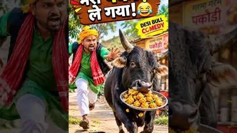 Bull मेरी पकौड़ी ले गया 😂 | Desi Bull Comedy #shorts