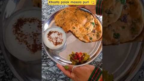 Palak masala Puri 😋#masalapuri #haryanvi #haryana #latestnews #food #shortsfeed #shorts #desi #viral
