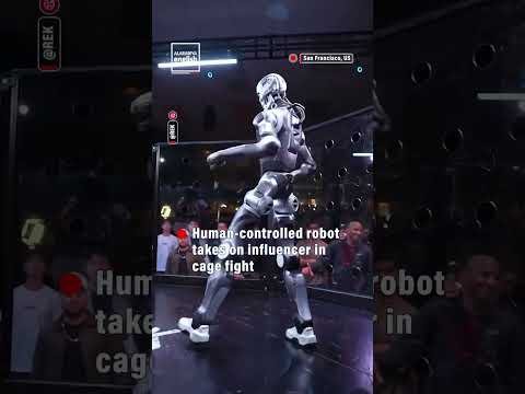Six-Foot Robot Floors Influencer in Real-Life Cage Fight
