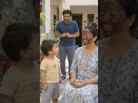 Desi Aunty Ka Coffee Face Mask & Cute Kid Logic! 😂 #shorts #comedy