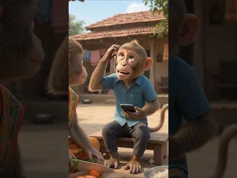 Monkey Husband Wife Comedy 😂📱 | Desi Village Funny Video #ai #shorts #ytshorts #ultiduniya #monkey