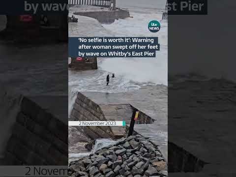 ‘No selfie is worth it’: Warning after woman swept off her feet by wave on Whitby’s East Pier
