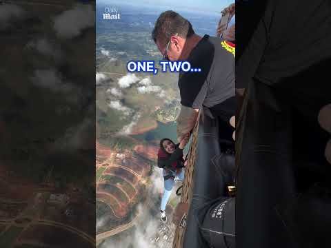 Woman has second thoughts going sky diving for the first time