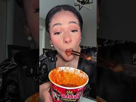 USA Girl Tries the Cheesiest Spicy Ramen Noodles 🌶️🍜 | Viral Mukbang ASMR Food Challenge