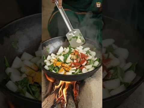 राजस्थानी मूली पालक की सब्जी😋 #gav #food #shortvideo #cooking #desi #viral #mulirecipe #youtubevideo