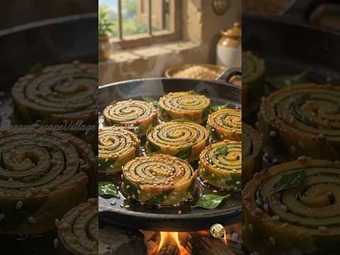 ๐ฟ Desi style Arbi Patra making | Traditional Indian Village Recipe ๐โจ#trending #shorts #viral