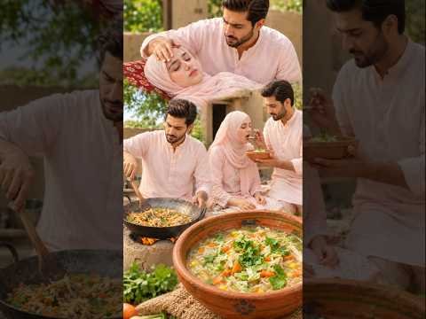 ❤️ Ali made desi chicken soup for sick Fatima | Village Life ASMR #Shorts